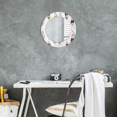 Round decorative wall mirror Feathers