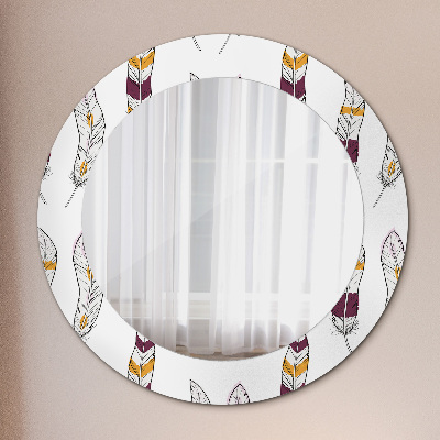 Round decorative wall mirror Feathers