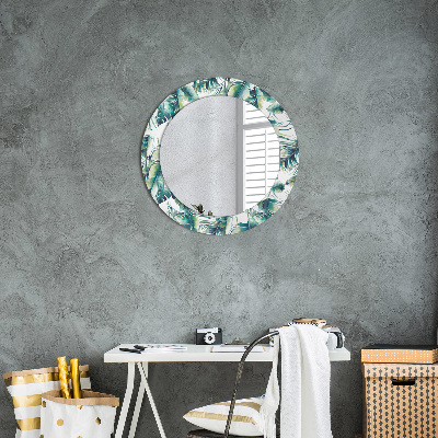 Round decorative wall mirror Leaves