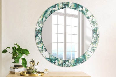 Round decorative wall mirror Leaves