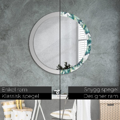 Round decorative wall mirror Leaves