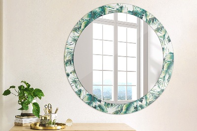 Round decorative wall mirror Leaves