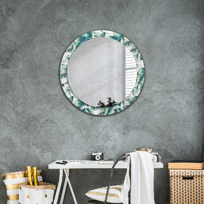 Round decorative wall mirror Leaves