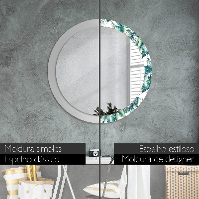 Round decorative wall mirror Leaves