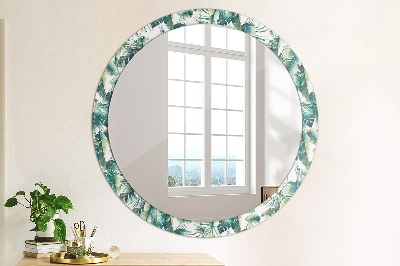 Round decorative wall mirror Leaves