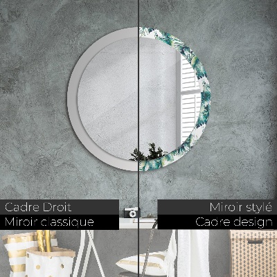 Round decorative wall mirror Leaves