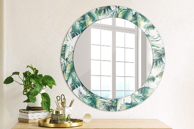 Round decorative wall mirror Leaves