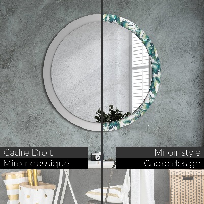 Round decorative wall mirror Leaves