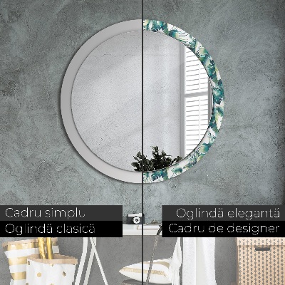 Round decorative wall mirror Leaves