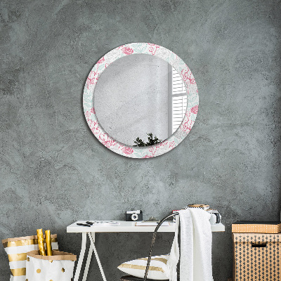 Round decorative wall mirror Flowers