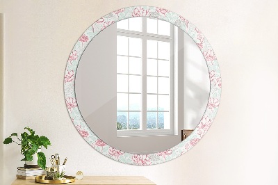 Round decorative wall mirror Flowers