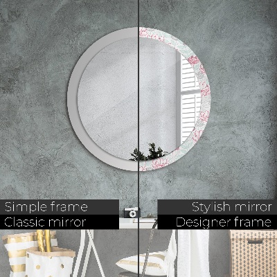 Round decorative wall mirror Flowers