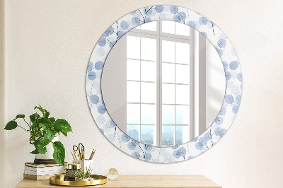 Round decorative wall mirror Branches leaves