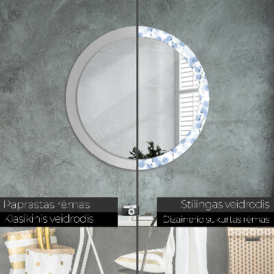 Round decorative wall mirror Branches leaves