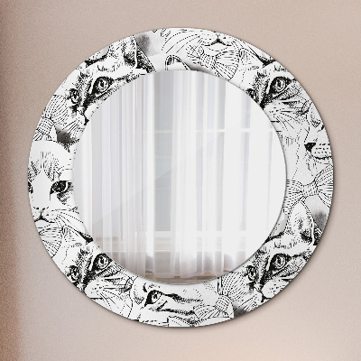 Round decorative wall mirror Pets cats