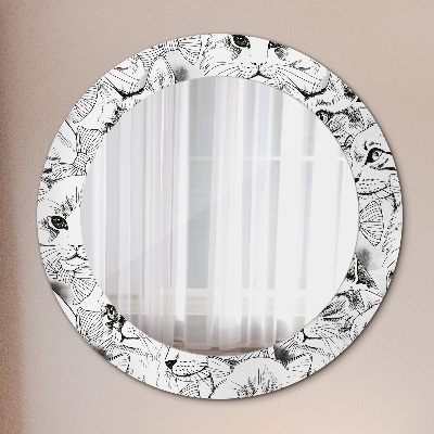 Round decorative wall mirror Pets cats