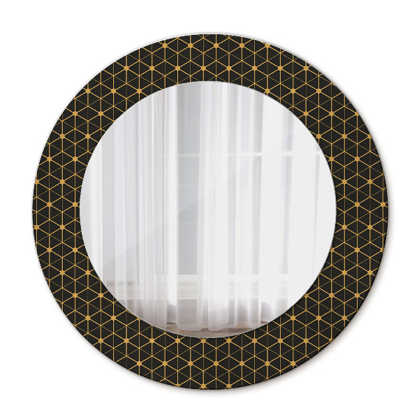 Round decorative wall mirror Hexagonal geometry