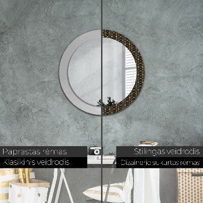 Round decorative wall mirror Hexagonal geometry