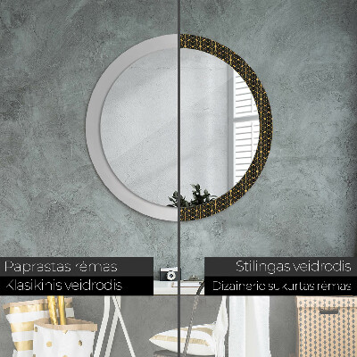 Round decorative wall mirror Hexagonal geometry