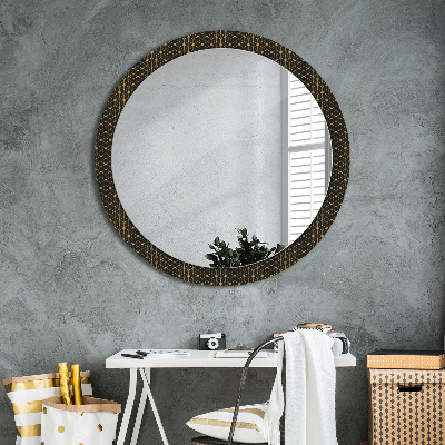 Round decorative wall mirror Hexagonal geometry