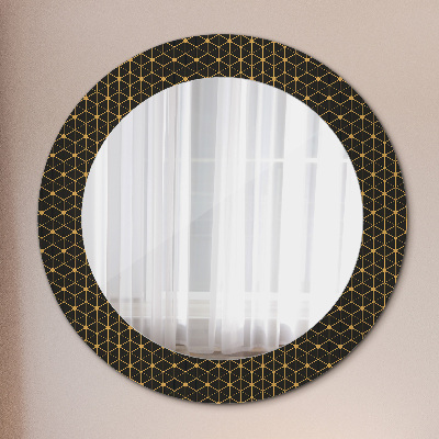 Round decorative wall mirror Hexagonal geometry