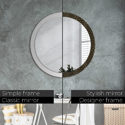 Round decorative wall mirror Hexagonal geometry