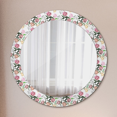 Round decorative wall mirror Peony buds