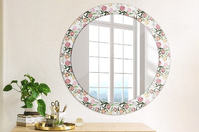 Round decorative wall mirror Peony buds