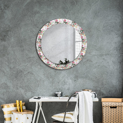 Round decorative wall mirror Peony buds