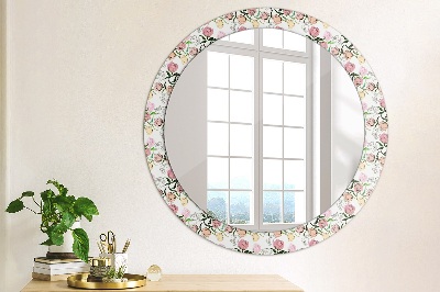 Round decorative wall mirror Peony buds