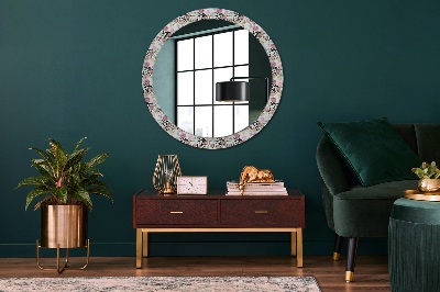 Round decorative wall mirror Peony buds