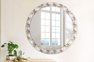 Round decorative wall mirror Peony buds