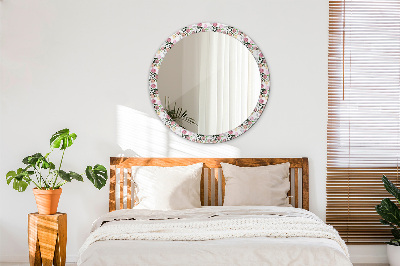 Round decorative wall mirror Peony buds