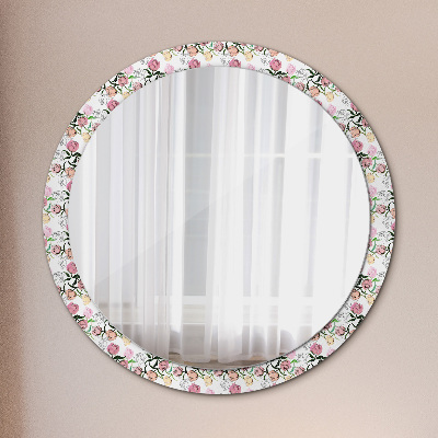 Round decorative wall mirror Peony buds