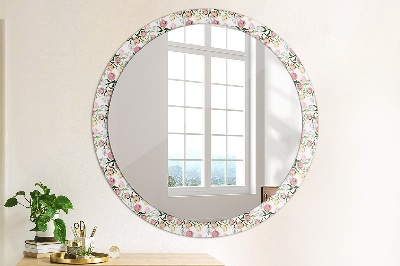 Round decorative wall mirror Peony buds