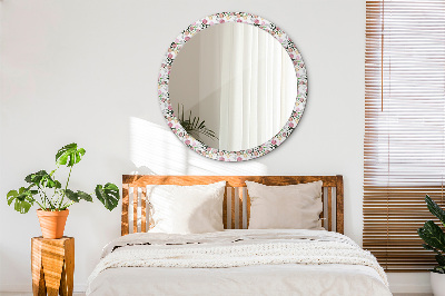 Round decorative wall mirror Peony buds