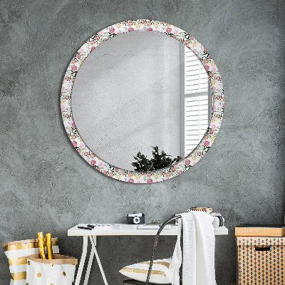 Round decorative wall mirror Peony buds