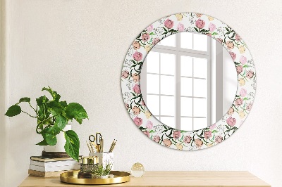 Round decorative wall mirror Peony buds