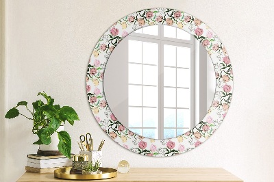 Round decorative wall mirror Peony buds