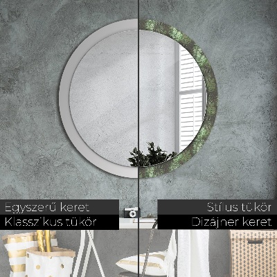 Round mirror print Tropical leaves