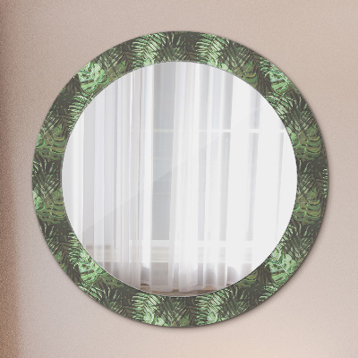 Round mirror print Tropical leaves