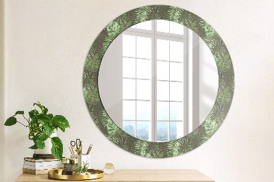 Round mirror print Tropical leaves