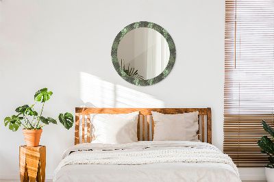 Round mirror print Tropical leaves