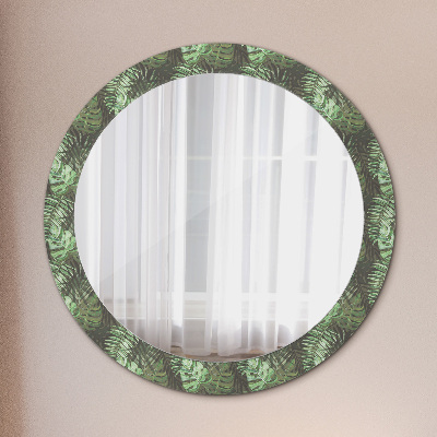 Round mirror print Tropical leaves