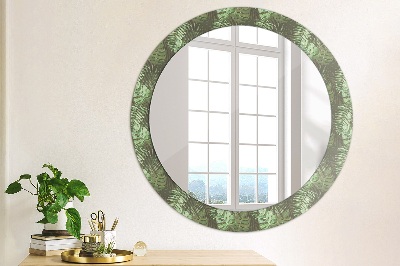 Round mirror print Tropical leaves