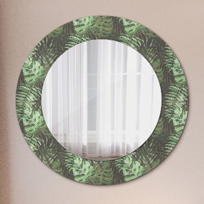 Round mirror print Tropical leaves