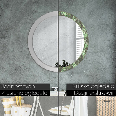 Round mirror print Tropical leaves