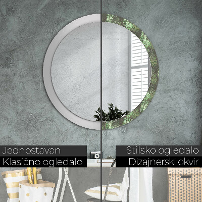 Round mirror print Tropical leaves