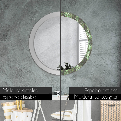 Round mirror print Tropical leaves