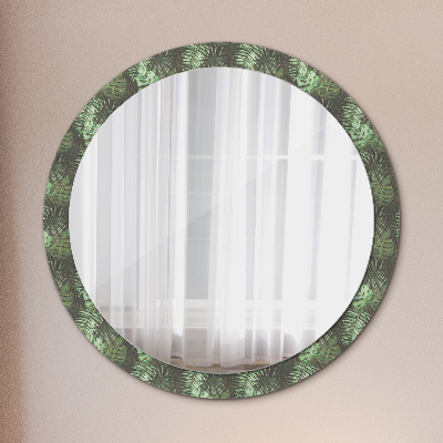 Round mirror print Tropical leaves